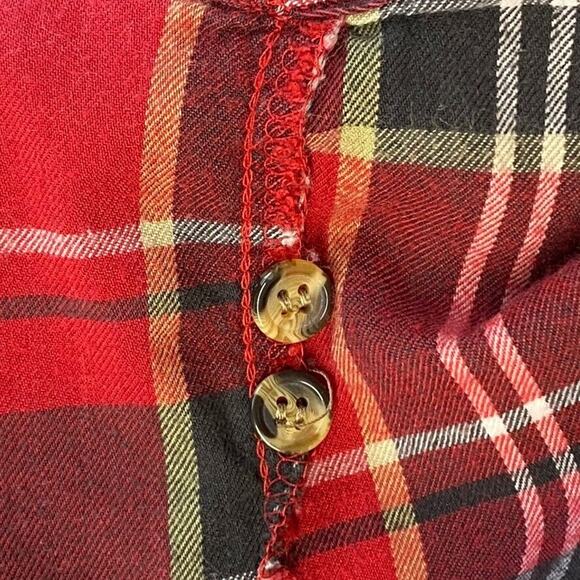 Chandler Hill Blouse Womens Small Red Plaid Long Sleeve Button Up Collar Pocket - Picture 12 of 12
